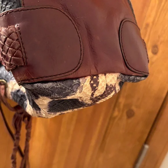 Cole Haan Brown and Tan Snakeskin Shoulder Bag - Picture 4 of 6